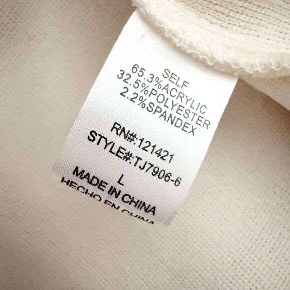 ELLISON | Cream Long Line Notch Collarless Coat Jacket Gold Zippers | Large - Picture 10 of 11